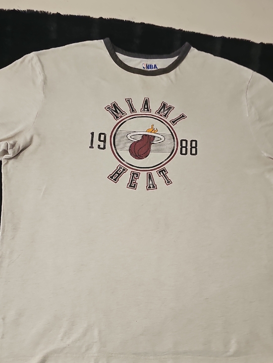 NBA Other - NBA Miami Heat Short Sleeve Tee - White with Black Trim and Red Logo
